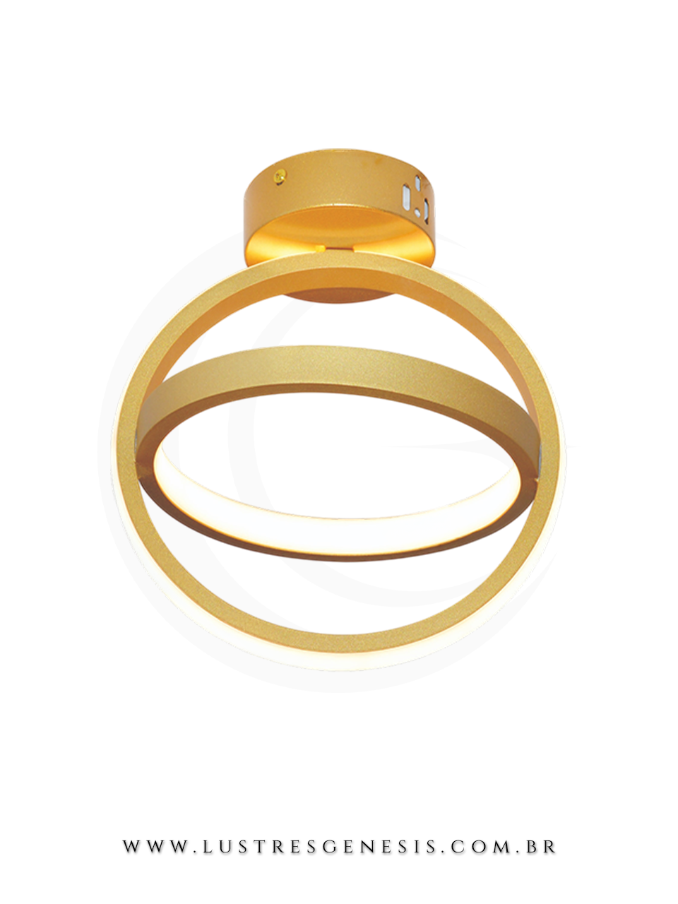Plafon LED Moderno Alum&iacute;nio Dourado e Silicone DCX03211 &Oslash;25cm 26W 3000K Bivolt, Sala de Jantar, Quartos, Cozinha, Sala de Estar